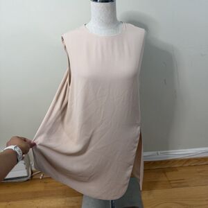Aritzia Babaton Hopkins Blouse Pink L EUC Sleeveless Minimalist Drape Quiet Lux